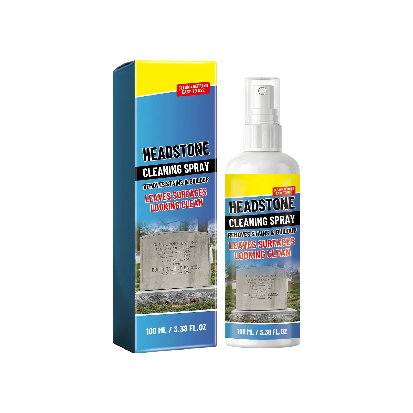 Headstone Cleaning Spray, Stain Remover for All Memorial Stone Surfaces