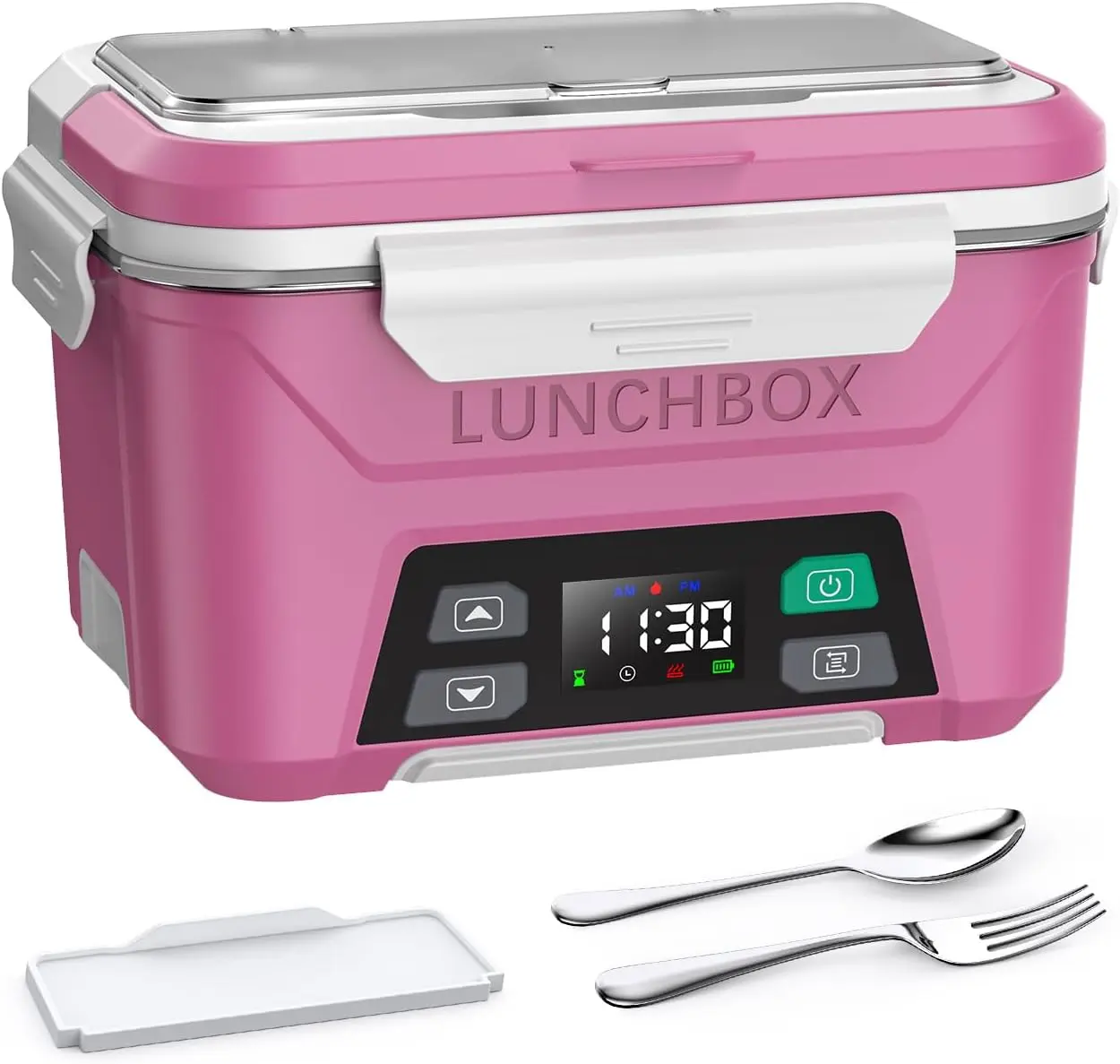 Docusvect Cordless Electric Lunch Box for Adults, Heated Lunch Box Battery Powered with Automatic Heating, 5.5 Cups Portable Food Warmer with Removable Tray Divider