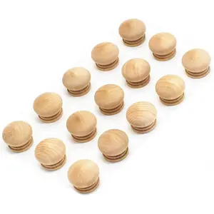 15-Pack Unfinished Solid  Knobs Pulls Handles - Round  Wooden Cabinet Knobs for Dresser Cabinet Wardrobe Cupboard and Furniture Drawer (Diameter: /8 Inches Height: 1 Inch)