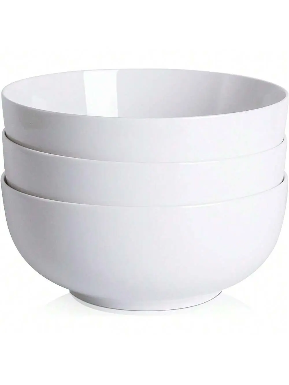 3-Pack 64 Oz. Premium White Porcelain Round Cereal Bowl Set - Sturdy, Lightweight Kitchenware Serving Bowls, Microwave-Safe, Dishwasher-Oven Safe for Kitchen Use