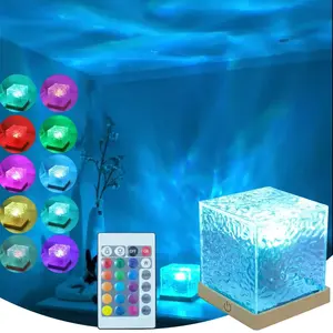 Ocean Lamp Projector - Wave Ripple Night Light Cube with Aurora Northern Lights Effect for Bedroom