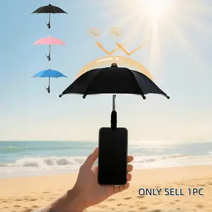 Universal Phone Clip Umbrella, Waterproof & UV Protection, Hands-Free Anti-Glare Phone Stand Mount, Outdoor, Beach, Camping, Car, Summer Gadget Gift