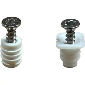 8mm Plastic Cabinet Hinge Dowel Inserts, Choose with Flanged or Non-Flanged Includes Screws and Bumpers/for Replacment and Repair of Cabinet Hinges 12 per Pack by  (Non-Flange)