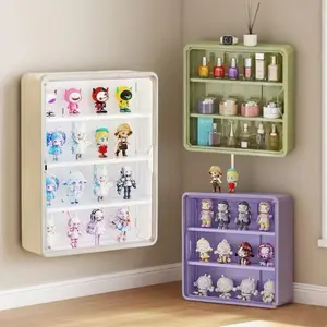 Large Wall-Mounted Display Rack for Doll Collection, 3 or 4-Tier Acrylic Storage Box with Magnetic Design, Space-Saving Clear Compartments for Action Figures and Accessories, Cosmetic Display Stand