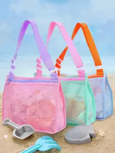 1pc Seashell Collector’s Bag - Cute Mesh Beach Bag with Zipper - Summer Bags - Travel Bag - Kids Bag