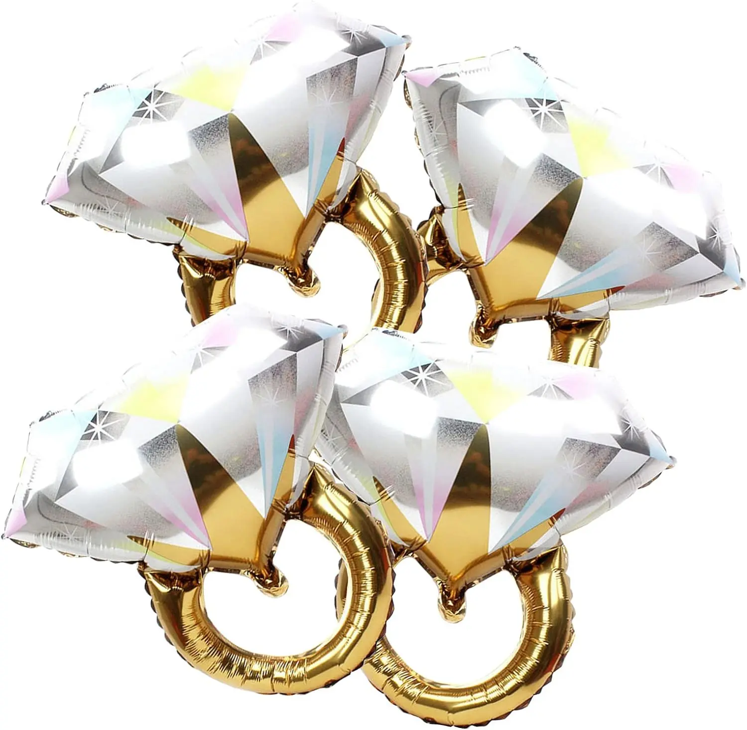 4pcs Diamond Engagement Ring Balloons, Marriage Engagement and Wedding Bridal Shower Party Supplies Decoration Aluminum