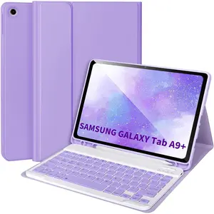 for Samsung Galaxy Tab A9+/Plus 11’’ 2023(SM-X210/X216/X218),Case with Keyboard for Samsung Tab A9+ with S Pen Holder,Detachable Bluetooth Keyboard for Galaxy A9 Auto Wake/Sleep,Purple