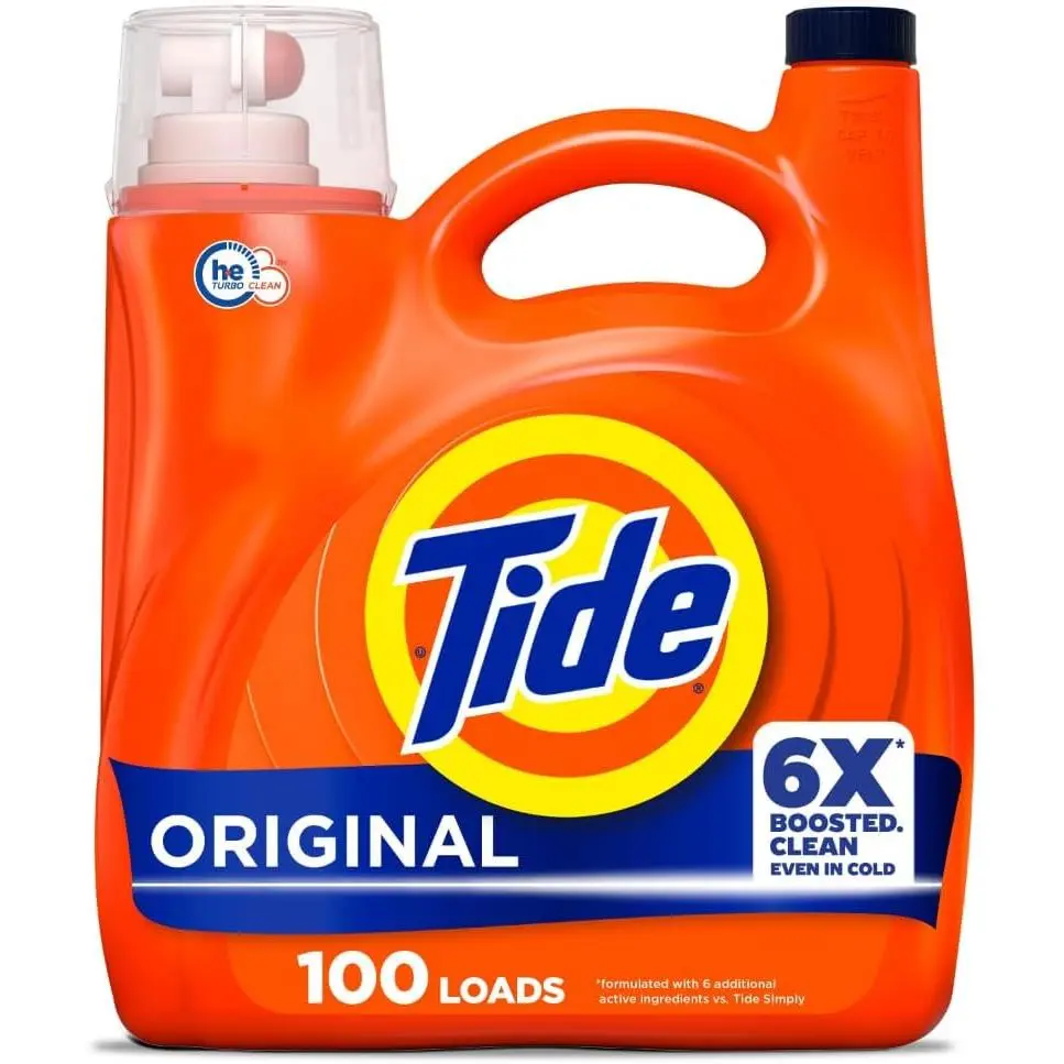 Tide Concentrated Household Laundry Detergent - Original Scent Liquid Formula, Cleaner Laundry Fragrance, Boosted Clean for All Water Temperatures, 125 fl oz, 100 Loads