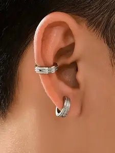 Minimalist Temperament Plain Color Stainless Steel Ear Cuff, Fashionable Earrings for Men & Women, Trendy All-match & Exquisite Jewelry for Birthday Gift, Fashionable Hoop Earrings, Stainless Steel Hoops