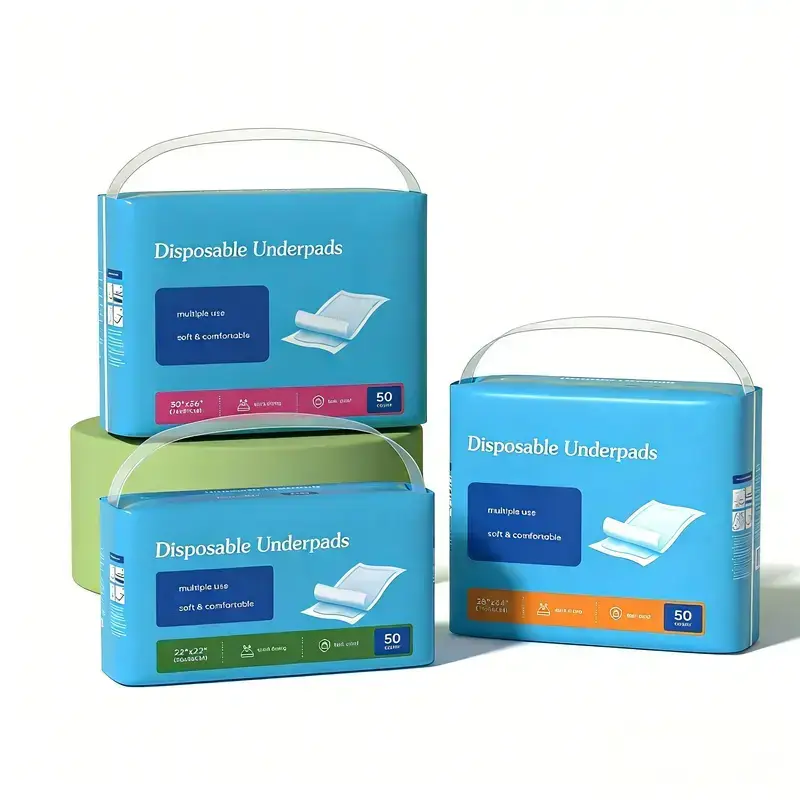 Disposable Underpads for Pets & Baby Beds - 50 Pads, Soft, Breathable, Super Absorbent, Leakproof, Convenient Everyday Mess Protection