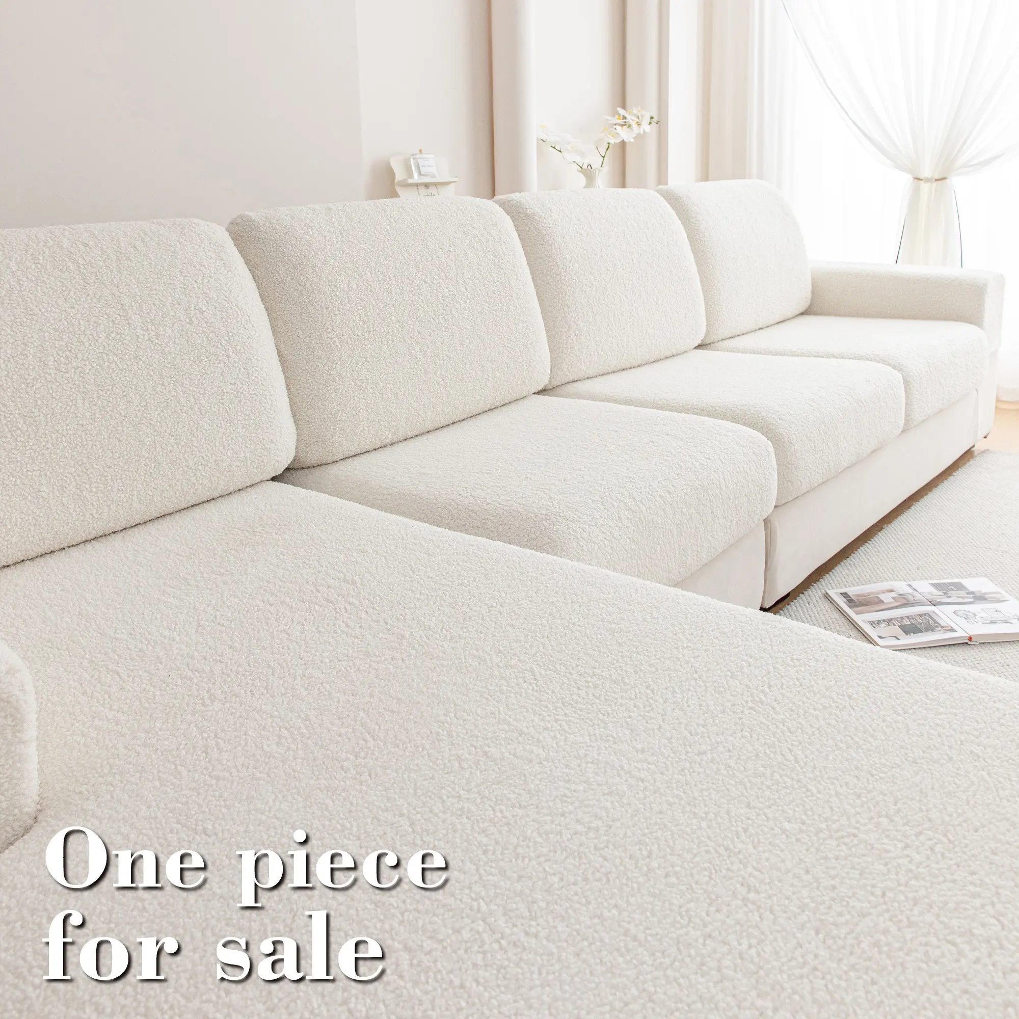 1pc Elastic Sofa Seat Cover, Washable Anti-Slip Sofa Slipcover, Reusable Soft Couch Protector for L-Shaped and 1-4 Seater Sofas, Living Room Modern Sofa Protector