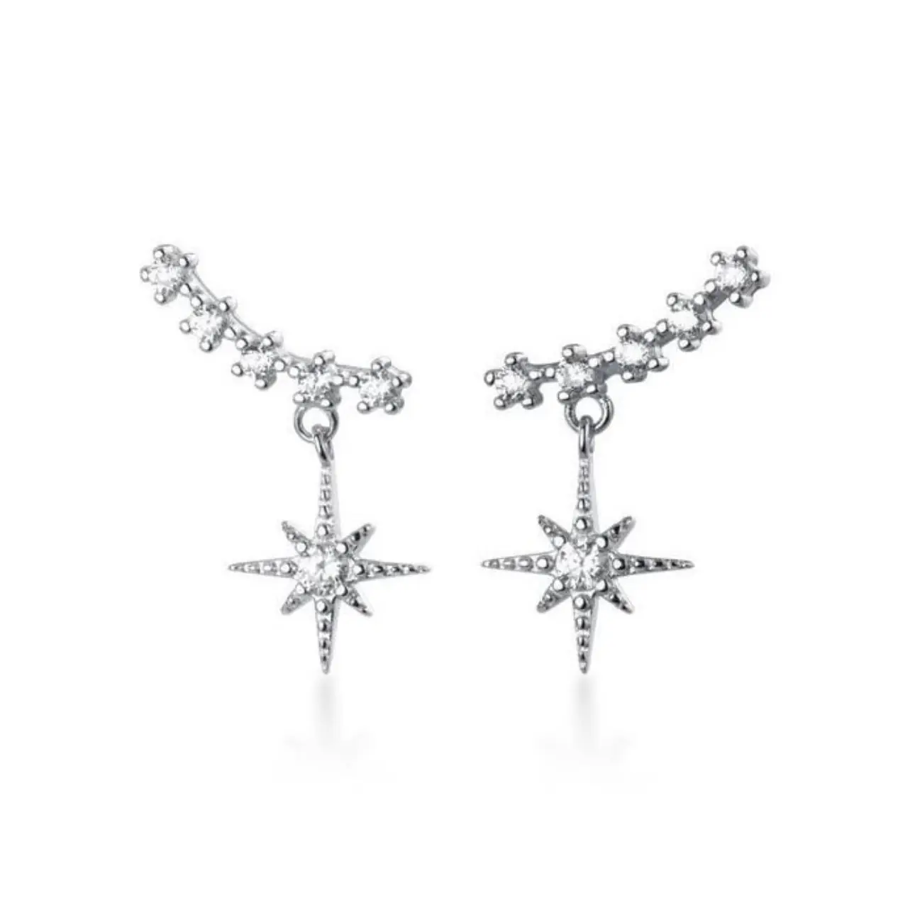 CZ Six Pointed Star Stud Earrings for Women