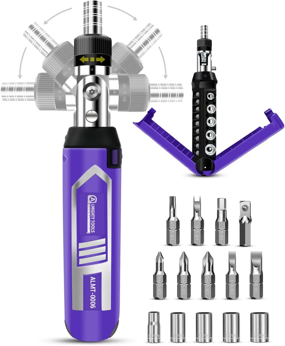 【SummerVibes】Ratchet Screwdriver Set, 14-in-1 Multi Bit Screwdriver Set, 180° Pivoting Adjustable Angle Screwdriver, for Home DIY, Electronics, Car Emergency and Garage Ratcheting Metric Wrench repair tool kit#Summervibes