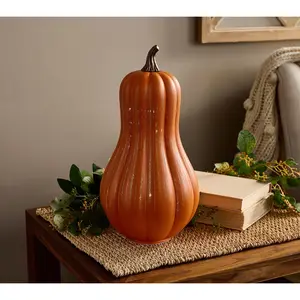 13" Illuminated Starry Night Glass Gourd by Valerie