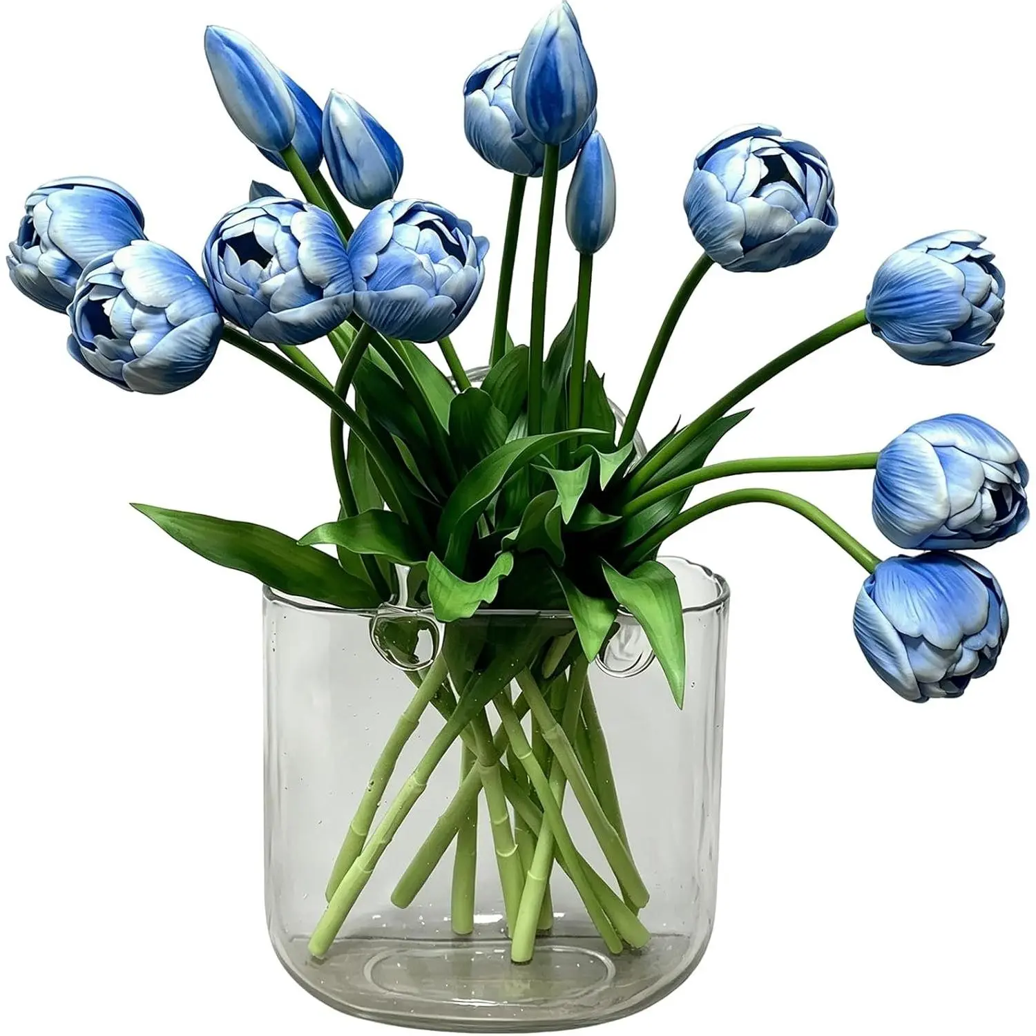 15Pcs 16.55in Rubber Faux Tulips, Real-Touch Latex Artificial Flowers for Home Office Decor, Spring Centerpiece Arrangements for Wedding Party, Decoration, Iron