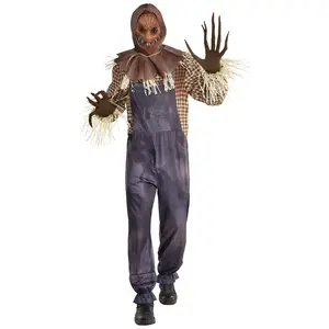 Men's Sinister Scarecrow Halloween Costume with Mask and Gloves