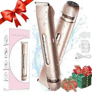 Rechargeable 2-in-1 Electric Hair Remover, Dual Head Design for Face & Body, Waterproof Hair Trimmer for Arms & Legs, Body Hair Trimming, Hygienic Personal Grooming Tool, Underarm Trimmer, Waterproof Cordless Shaver