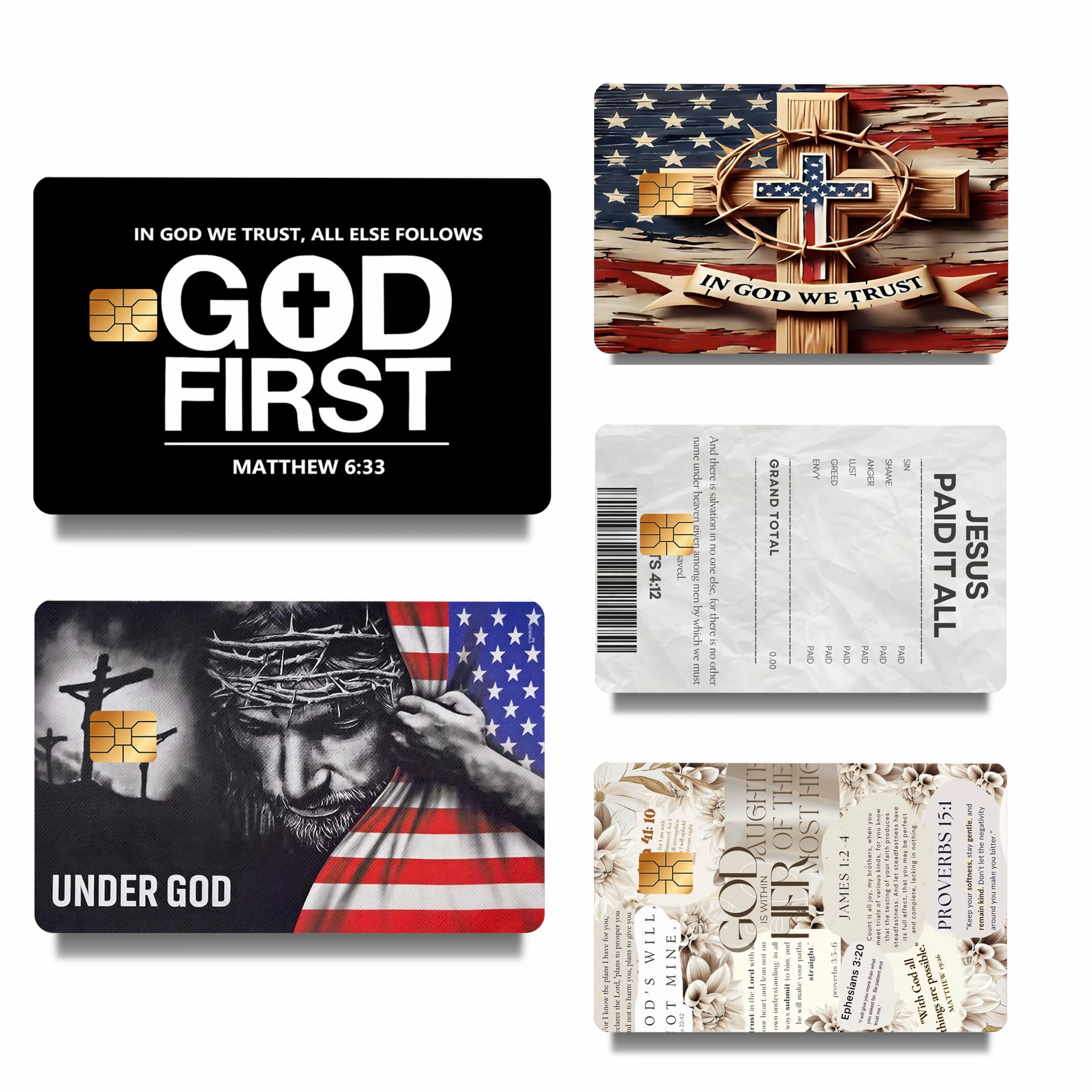 Faith & Patriot Vinyl Card Sticker Set - Faith-Based Crafts Scrapbook Accessories, Inspirational Credit Card Stickers with Cross & Scripture Designs, Sticker Decal