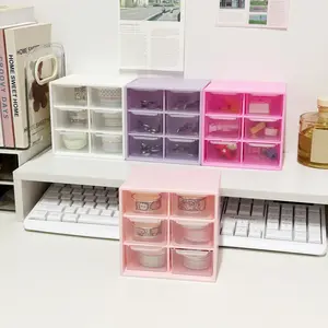 6-Drawer Desktop Organizer Box, Drawer Cabinet, Multi-Color Options, Space-Saving Cube, Transparent Drawers, Smooth Sliding Tracks, Ideal for Desk Storage
