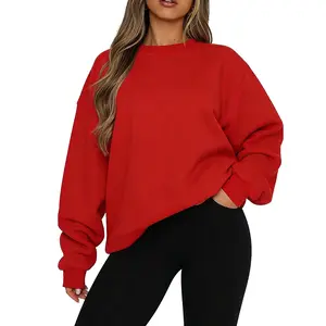 Holafish Crewneck Sweatshirt Unisex Fleece Sweatshirts Cozy Long Sleeve Loose Fit Pullover Shirts Casual Korean Minimalist Style 2025 Fall Winter Oversized Tops