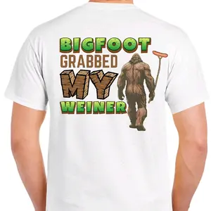 Bigfoot Grabbed my weiner - men's T-shirt Cotton Menswear Tshirt Top Crewneck Casual Shortsleeve