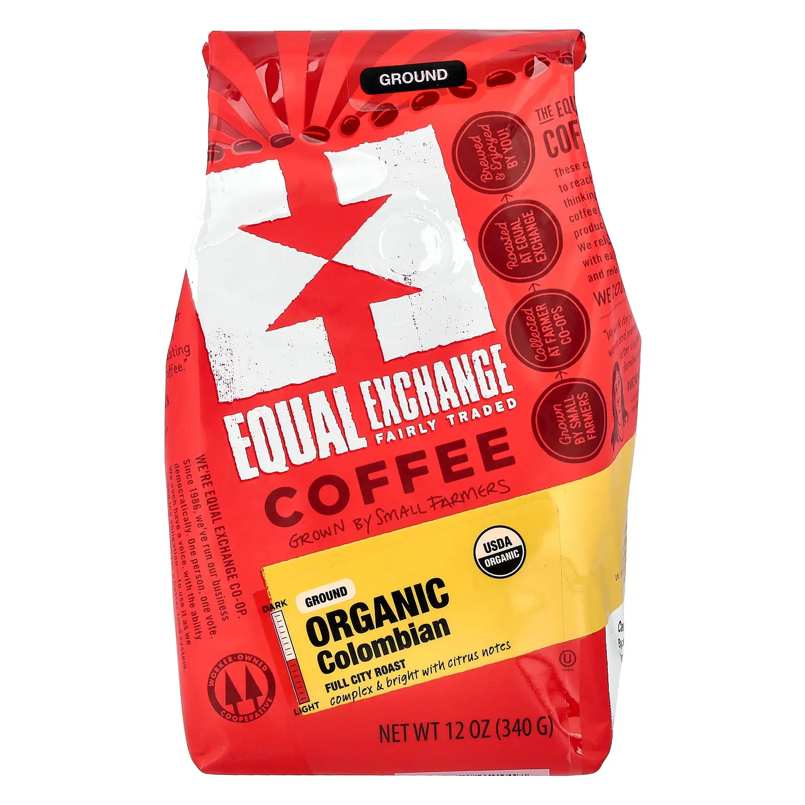 Equal Exchange Organic Coffee, Colombian, Ground, Full City Roast, 12 oz (340 g)