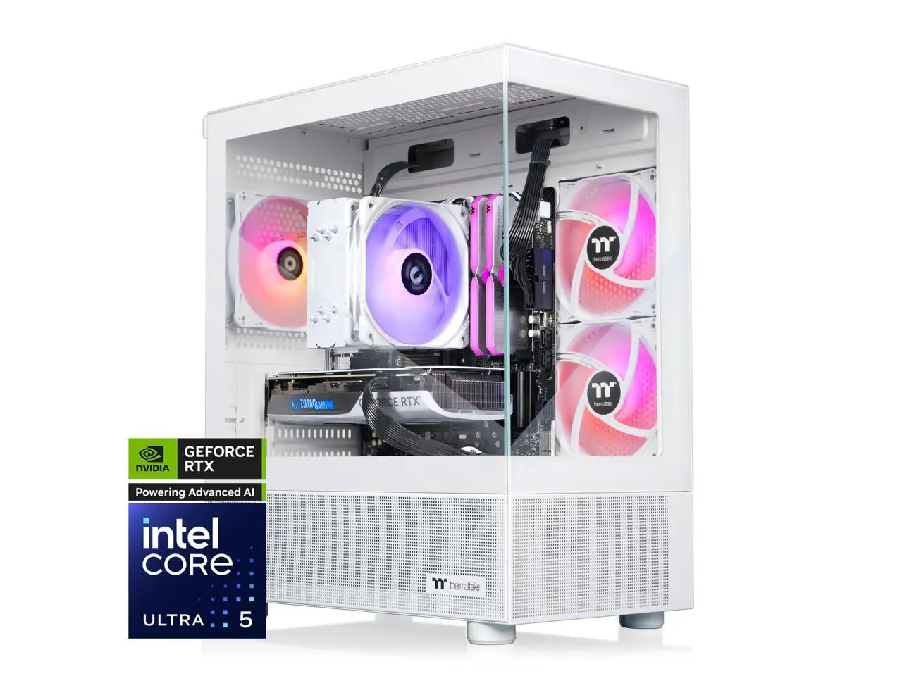 Thermaltake LCGS View u2460TS-170 Gaming Desktop (Intel Core Ultra 5 245KF, ToughRam 32GB DDR5 6000MT/s RGB Memory, NVIDIA GeForce RTX 5060 Ti, 1TB NVMe M.2, WiFi, Windows 11) V17S-B860-56T-LCS