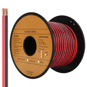 100FT 16/2 Gauge Red Black  Hookup Electrical Wire, 16AWG 2 Conductor 2 Color Flexible Parallel Zip Wire LED Strips Extension Cord 12V/24V DC  for LED Ribbon Lamp Tape Lighting