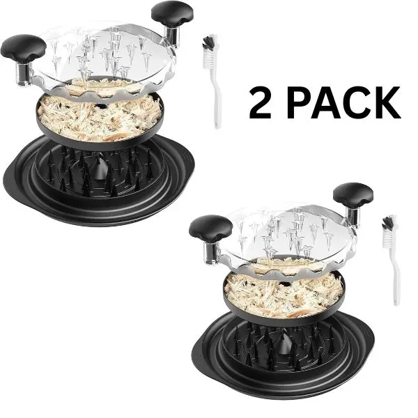 2-Pack TwistPro Kitchen Meat Shredder Gadget - Stylish Large BPA-Safe Plastic 2-Piece Set, Full-Coverage Shredding Teeth, Flower-Polka Dot Design, Dishwasher-Safe Lid for Home Cooking (Black) - Ideal for BBQ Lovers, Kitchen Gadget
