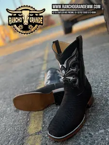 Men's Western Boots Piton Black Imitation Square Toe