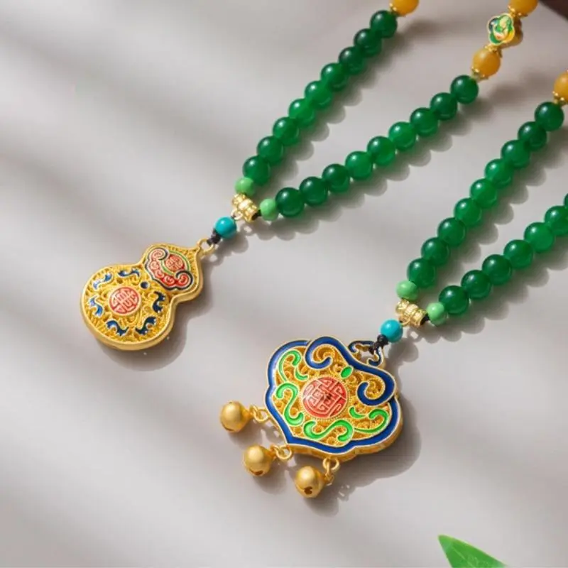 Traditional Chinese Style Chain & Link Jewelry Necklace - Longevity Lock, Gourd, Sweater Chain, Blessing, Safety, Luck Enhancement, Taoist Priest Consecrated