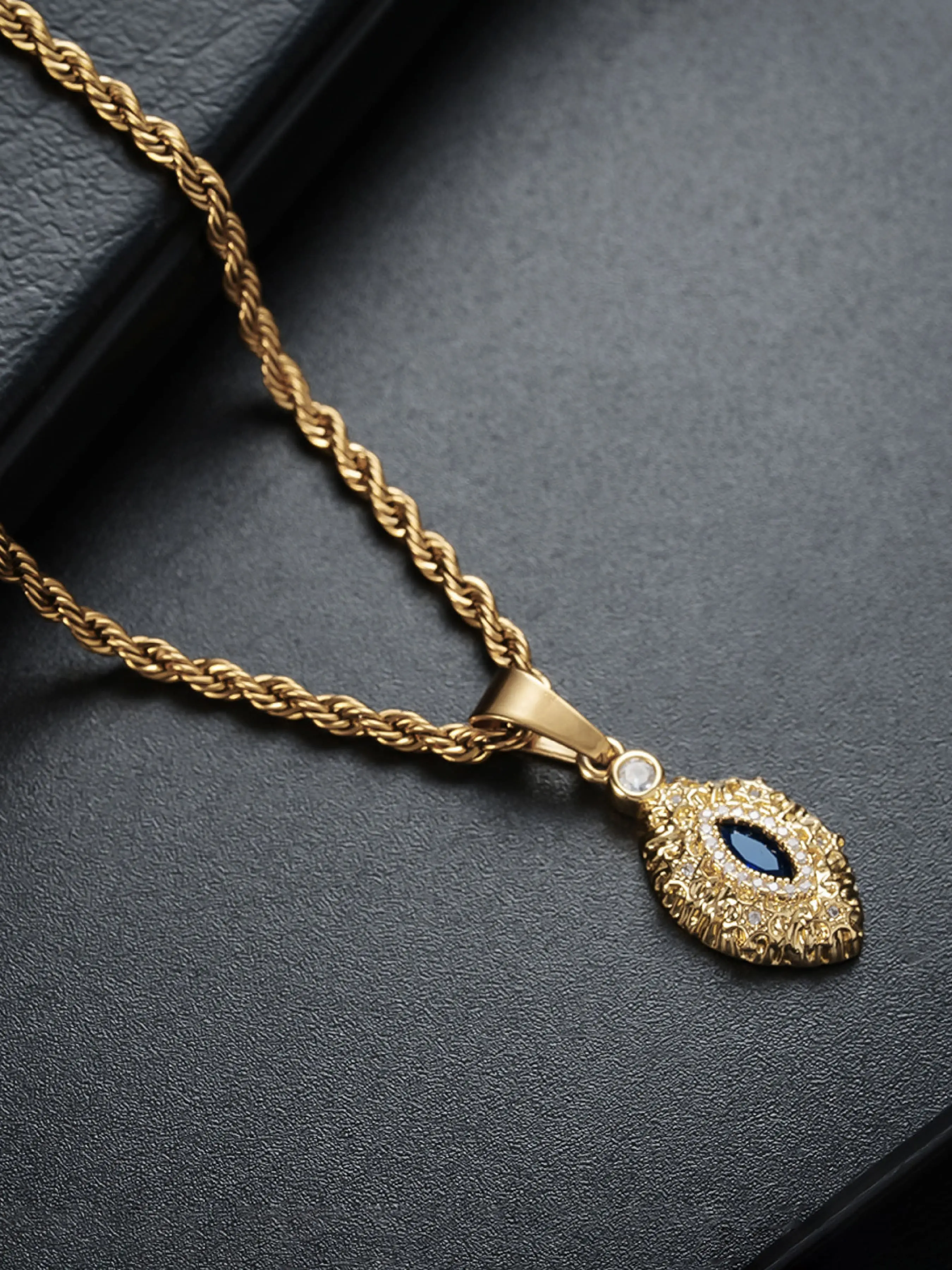 Personalized Vintage Stainless Steel Necklace, Unisex Devil Eye Pendant for Parties, Unique Fashion Accessory, Ideal Gift for Any Occasion, High End Necklace, Exquisite Chain Jewelry Gift
