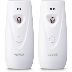 VEVOR Automatic Air Freshener Spray Dispenser, 2-Pack, Wall Mounted or Free Standing, Battery Operated, Multiple Time Settings for Home, Indoor, Bathrooms, Offices, Hotels, Commercial Places, White