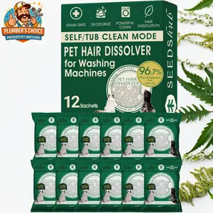 [12 Pack] Seedshub Heavy Duty Washing Machine Cleaner for Pet Owners - Dissolves Pet Hair & Prevents Clogs, 5-in-1 Enzymatic Tub Deep Clean, Eliminates Odors & Grime, HE Safe for Front & Top Load, Septic Safe 12 x 100g Sachets