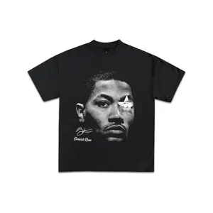 D Rose All Stars Graphic T-Shirt Y2K Vintage Basketball Rap Premium Heavyweight Shirt for Men & Women 220g Pure Cotton Single-sided Printed Round Neck Short Sleeved T-shirt