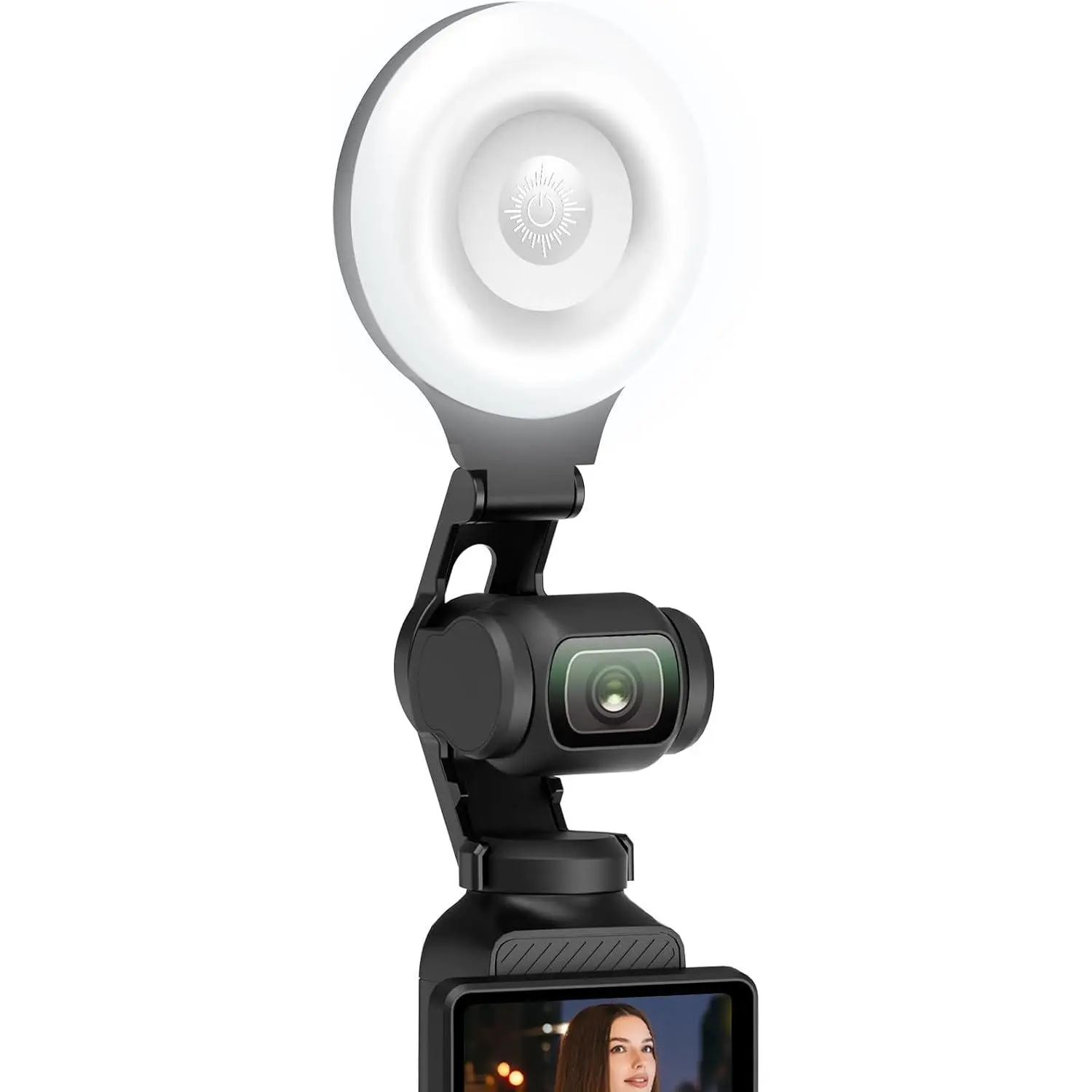 LED Light for   Pocket 3 Accessories, Auto-Follow Gimbal Selfie Vlog Video Auxiliary Fill Lighting, CRI>=95, 3-Color Temp 2500-9000K Brightness Adjustable, 2W USB-C (Black)