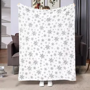 Winter Snowflake Christmas Gift Soft Cozy Flannel Blanket - Grey White Snowflake Print Plush Throw, Warm Fuzzy Bedroom Sofa Couch Blanket, Perfect Holiday Xmas New Year Gift for Women Kids Family Winter Home Decor