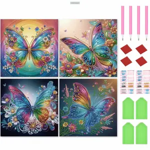4pcs 30x30cm Butterfly 5D DIY Special Shape Crystal Partial Diamond Painting Kit