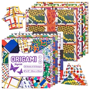 JoyCat Folding Paper, 6x6 Inches, 50 Double-Sided Sheets - Vintage Print, Impressionist Art, Mondrian Plasticism, Matisse Fauvism Designs, Ideal for Adults, Scrapbooking