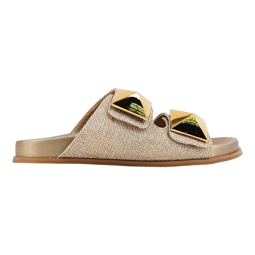 Shu Shop Womens Bernarda Studded Slide Casual Sandals Casual - Gold
