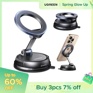 UGREEN Vacuum Magnetic Car Phone Holder,Car Phone Mount, 360° Adjustable for MagSafe Car Holder Foldable Suction Phone Mount for Car, for Garmin GPS/Mirror/Smooth Surface, for iPhone 17 16 Pro Max 15, and Android,TikTokShopSpringGlowUp,Greenish