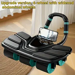 6-Wheel Ab Wheel - Newly Upgraded and Enhanced Model, Automatic Rebound Ab Wheel with Brakes, for Core Strength Training and Shaping, Upper Body Workout | Ergonomic Grip Design | Textured Roller Surface, Home Fitness Equipment for Men and Women