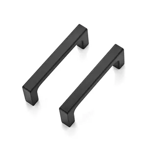 Ravinte Square Cabinet Handles,Solid Kitchen Cabinet Pulls Drawer Pulls Kitchen Cabinet Hardware Flat Handles,Matte Black