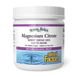 Natural Factors Stress-Relax Magnesium Citrate Powder Berry Drink Mix