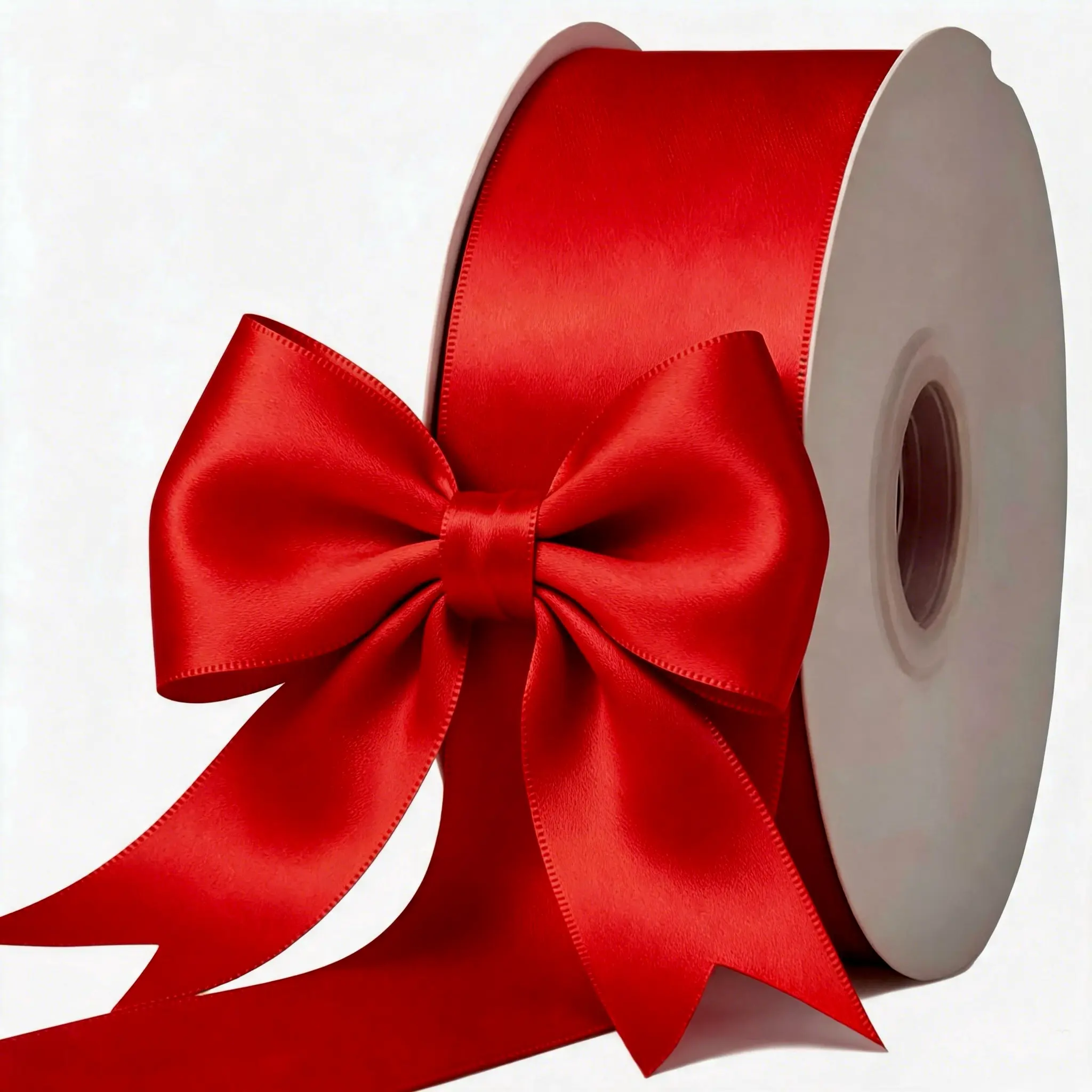 4cm Red Satin Ribbon with Pre-tied Bow, luxury glossy thick satin fabric, smooth and sturdy. Suitable for gift wrapping, wedding decor, hair ornaments, party embellishments, bouquet dressing and DIY handmade crafts