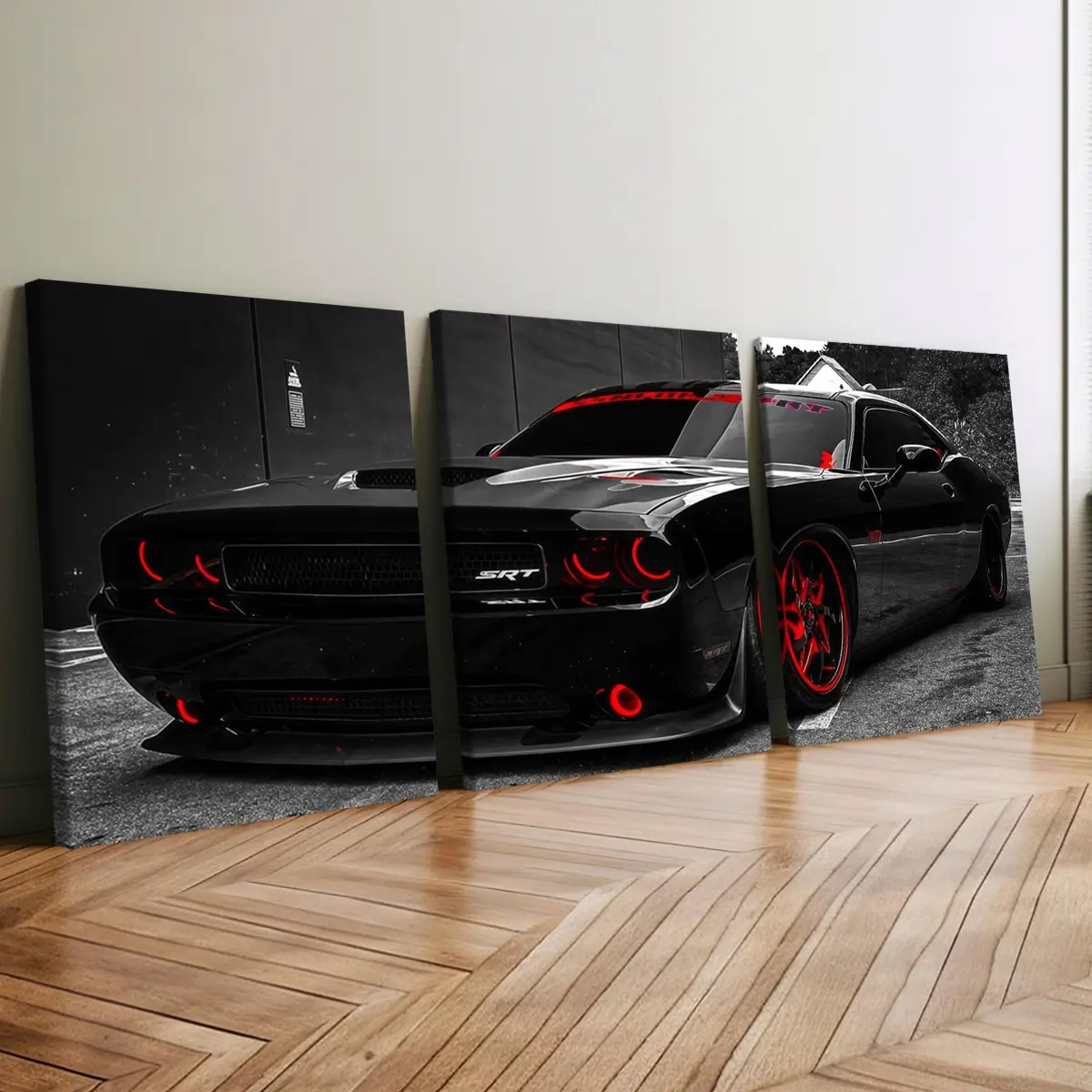 3-Piece Wood Framed Canvas Art Print Set, Modern Artistic Racing Car Decorative Wall Posters, High-Definition Waterproof Home Decoration Artwork Hanging, Living Room Decorations, Decoration Items