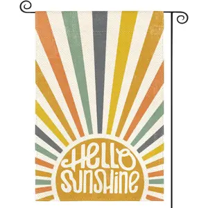 PAUSEBOLL Colorlife Hello Sunshine Classic Garden Flag 12x18 Inch Double Sided Outside, Summer Party Holiday Burlap Yard Outdoor Decoration