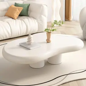 Cloud Coffee Table, Cute Coffee Table, Black Coffee Table, Upgraded White Modern Tea Table, Irregular Indoor End Table For Living Room, Free Shape Coffee Table With 4 Legs, Guyii