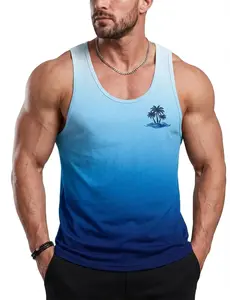 Tanihanp Mens Beach Tank Tops Summer Hawaii Vacation Graphic Muscle Palm Tree Sleeveless Shirts