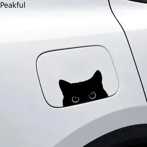 4/8 Pack Cute Peeking Black Cat Stickers, Trending Funny Sneaky Pet Vinyl Decals, Glossy Waterproof Scratch Cover Car Decor, premium durable vinyl & vivid cartoon design, perfect for car windows, doors, laptops and daily vehicle exterior styling